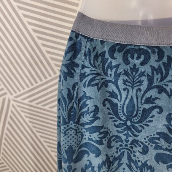 Vtg Bill Atkinson 60s Velvet Skirt Sz XS Small 25" Waist Blue Jaquard Long Maxi - Picture 7 of 8